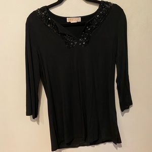 Women’s Michael Kors Long Sleeve Black Sequin Top